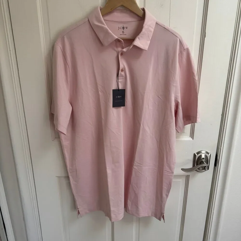 NTW J.Crew Performance Piqué Polo Shirt Light Pink Short Sleeve XL Tall